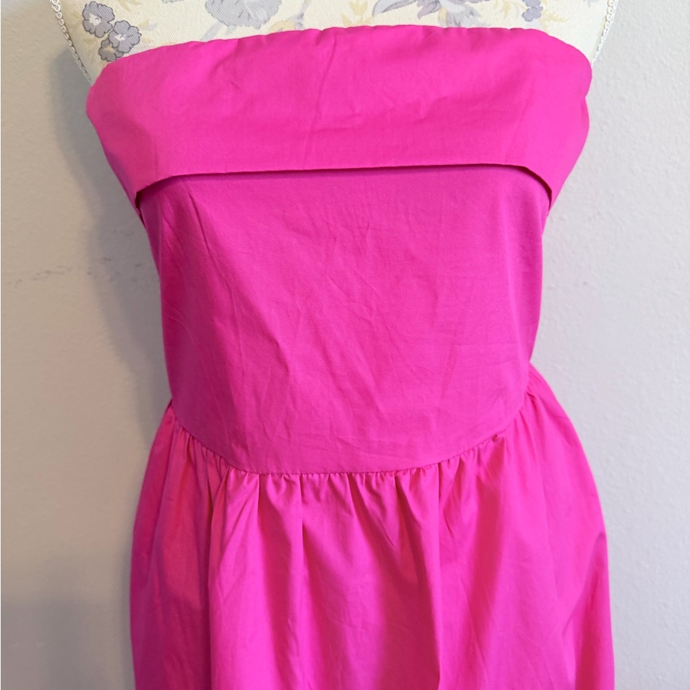 HYFVE Strapless Maxi Dress w Pockets Hot Pink Smocked Back Size Medium - Picture 4 of 9